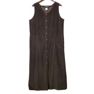 Harve Benard Corduroy Jumper Dress 14 Green Pockets Prairie Vintage Womens